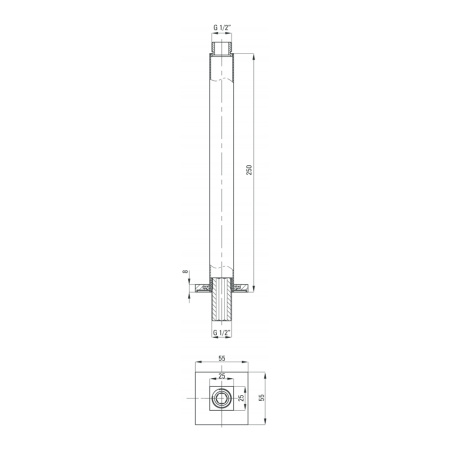 Душевой кронштейн Deante Cascada NAC 048K потолочный квадратный хром