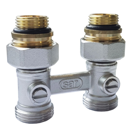 Узел нижнего подключения для радиатора прямой 3/4"ВР x 3/4"НР c ниппелями 3/4"НР х 1/2"НР, COMAP