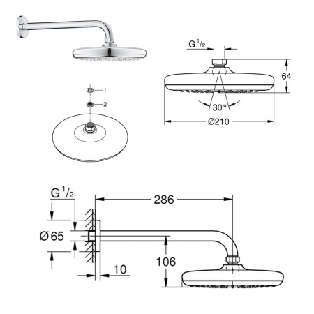 Душевая система скрытого монтажа Eurosmart Grohe 124440 хром