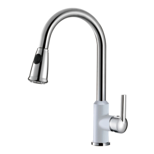 Смеситель для кухонной мойки Gerhans K14082W высокий белый глянец