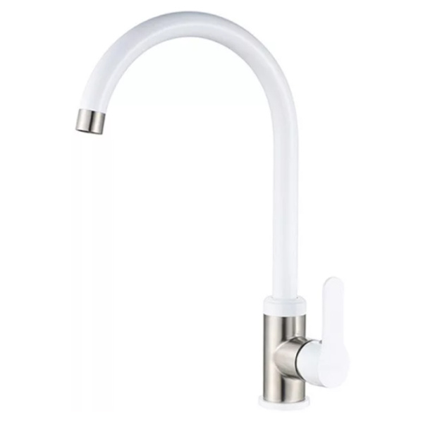 Смеситель для кухонной мойки Ledeme L74105W высокий белый