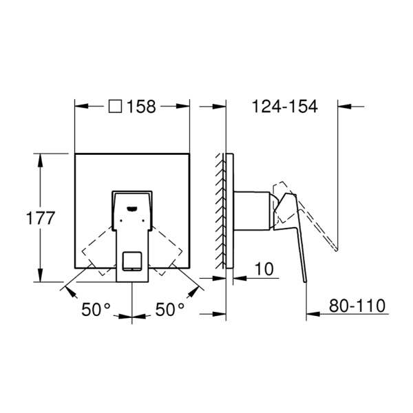 Встраиваемый смеситель для душа Grohe Eurocube 24061000 Встраиваемый смеситель для душа Grohe Eurocube 24061000