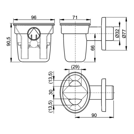 Воронка с шариком для сбрасываемого конденсата Alcaplast AKS1Z DN32