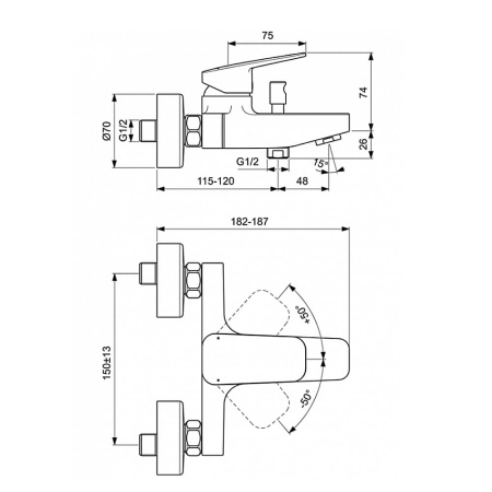 Смеситель для ванны Ideal Standard CERAPLAN
