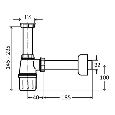 Сифон для умывальника без выпуска 1"1/4 х 32 мм Viega