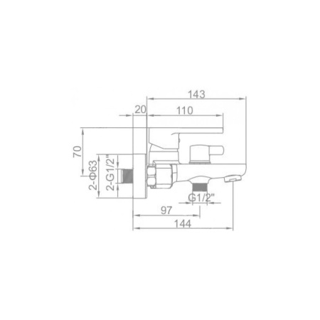 Смеситель для ванны Ledeme L3266 с коротким изливом хром