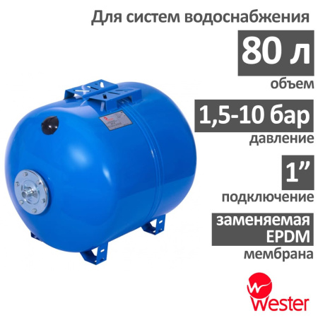 Мембранный бак для водоснабжения Wester WAO 80