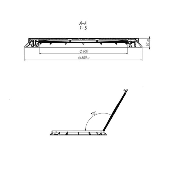 Люк чугунный легкий кл. А15 с запорным устройством "компас" Standartpark