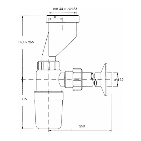 Сифон для писсуара 32 мм McALPINE HC2PO-32 со смещением