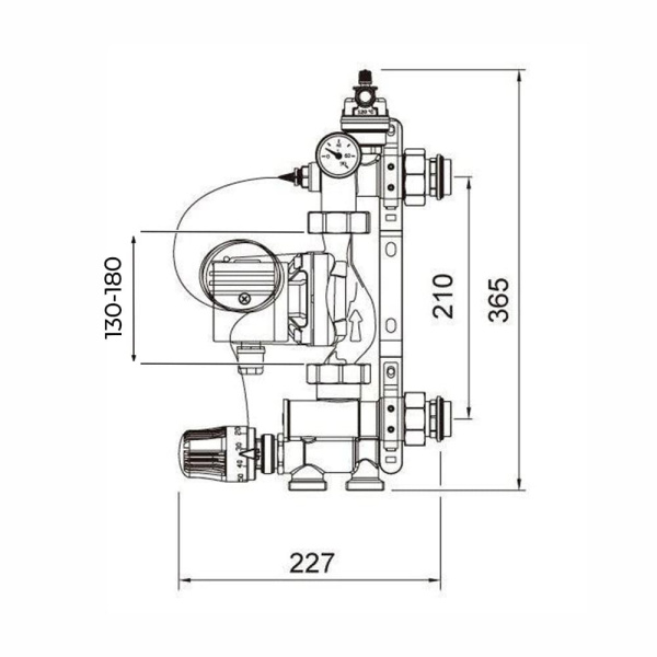 Насосно-смесительный узел для тёплого пола (без насоса) ZEISSLER/TIM JH-1036