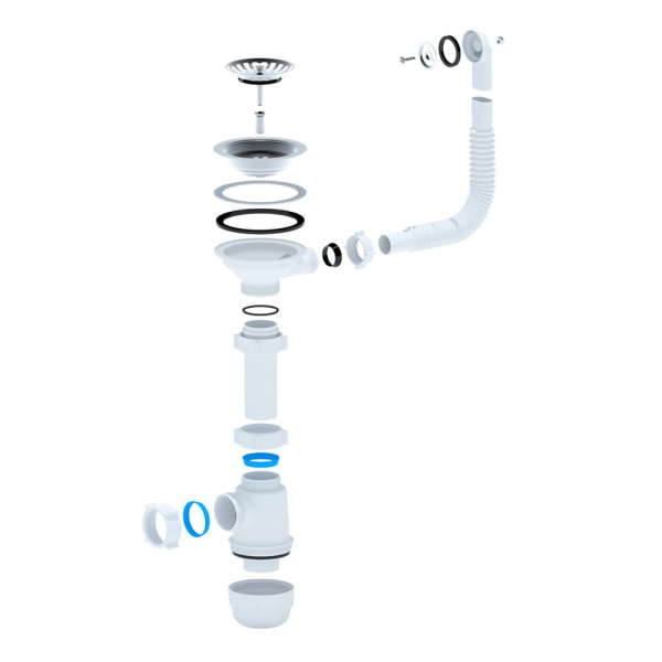 Сифон для мойки с круглым гибким переливом 3 1/2" х 40 мм Ани Грот А0142S