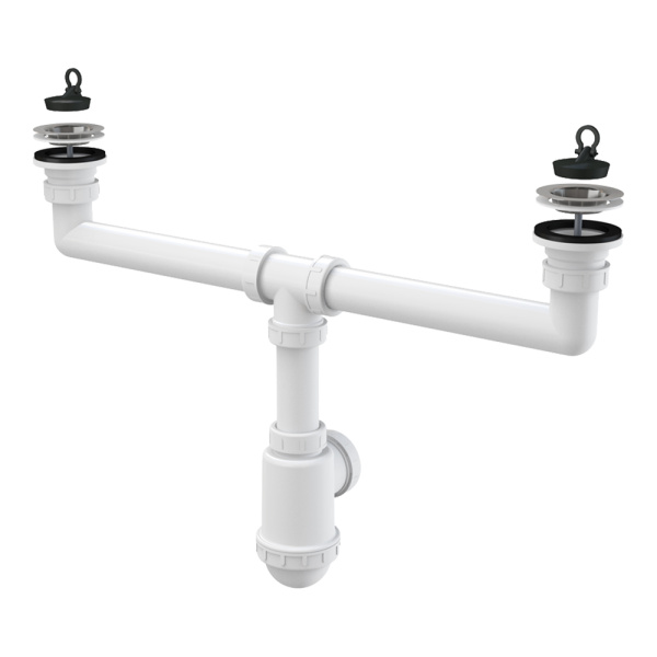 Сифон для двойной мойки Alcaplast A449-DN50/40 с нержавеющей решеткой DN70