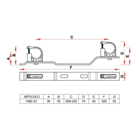 Кронштейн с креплениями 3/4" для монтажа коллекторов FAR