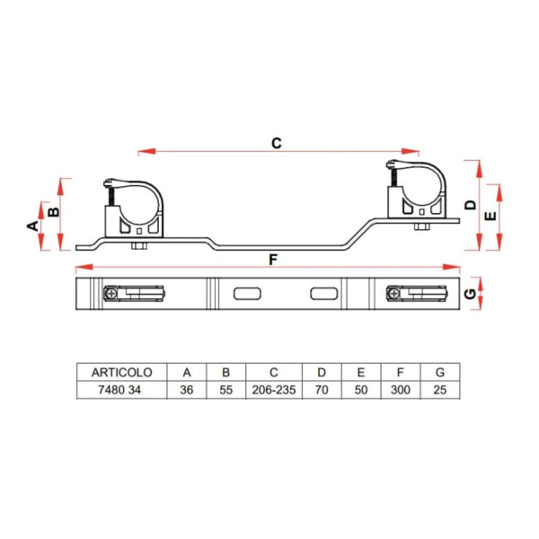 Кронштейн с креплениями 3/4" для монтажа коллекторов FAR Кронштейн с креплениями 3/4" для монтажа коллекторов FAR