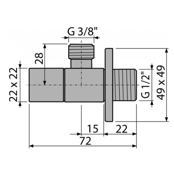 Вентиль угловой 1/2" х 3/8" Alcaplast ARV002 квадратный, хром Вентиль угловой 1/2" х 3/8" Alcaplast ARV002 квадратный, хром