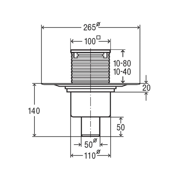 Трап для ванной комнаты прямой регулируемый DN50/110 решетка нерж. 100 х 100 мм Advantix Viega