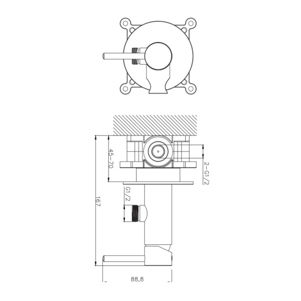 Душевая система для гигиенического душа скрытого монтажа Omnires Y SYSYBI2CR