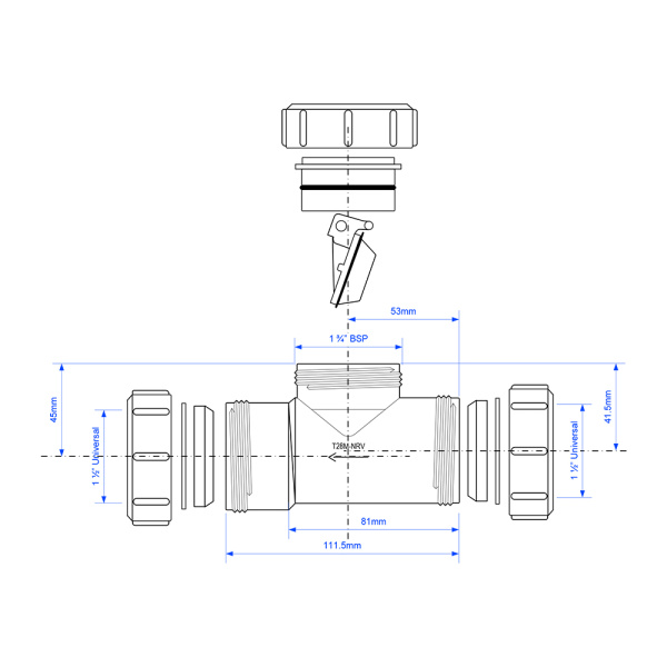 Обратный клапан для канализаци McALPINE арт. T28M-NRV-40 40 мм