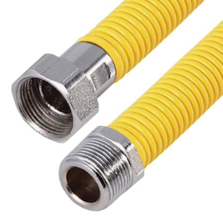 Шланг газовый гофрированный нержавеющий в ПВХ оболочке 100 см штуцер 1/2" х гайка 1/2", ТАиМ