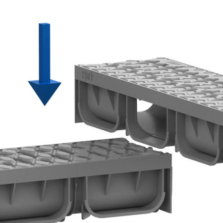 Комплект водоотводный с решеткой серый пластик 1000 х 125 х 70 мм S'park2 DN100 Standartpark