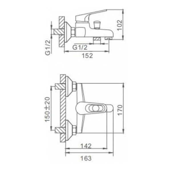 Смеситель для ванны Frap F3013 с коротким изливом хром