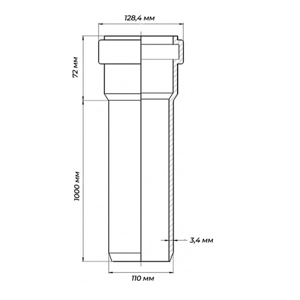 Труба ПП для ливневой канализации 110 х 1000 х 3.4 мм SN10/3 Атм Ostendorf KG 2000EM