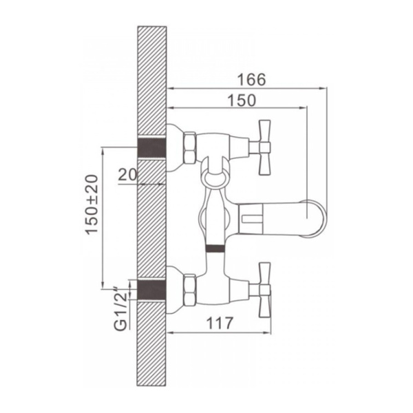 Смеситель для ванны двухвентильный Gerhans K13013 с коротким изливом