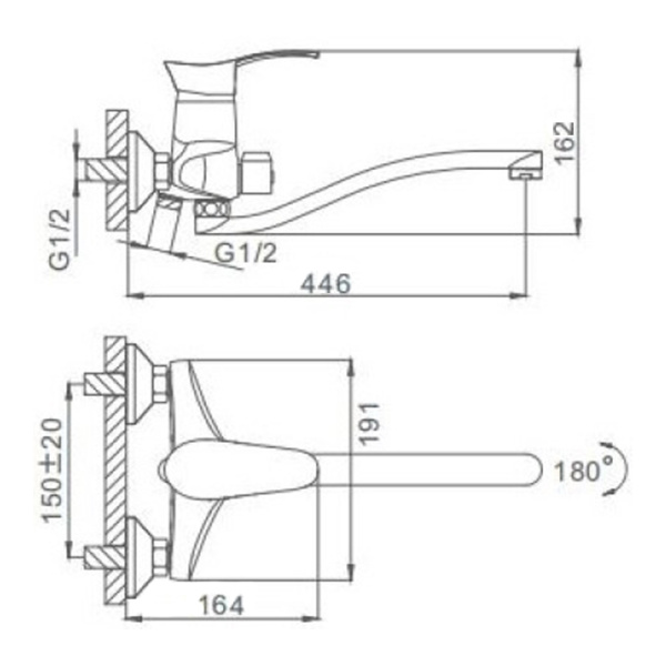 Смеситель для ванны Frap F2204 с длинным изливом хром