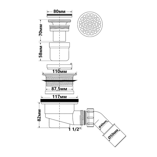 Сифон для душевого поддона бронза McALPINE HC27-ABBR 90 мм Сифон для душевого поддона бронза McALPINE HC27-ABBR 90 мм