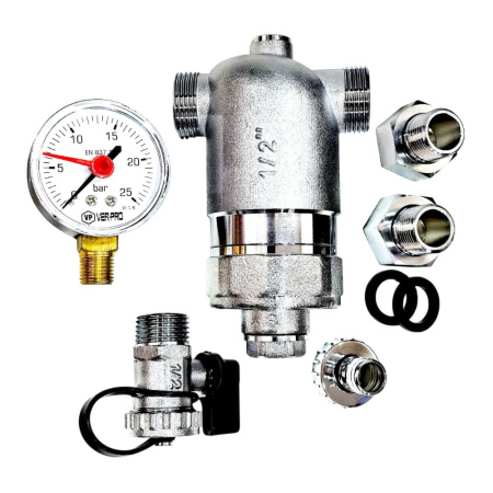 Фильтр с манометром и магнитной вставкой, 1/2" НР, 110 мкм, VIEIR