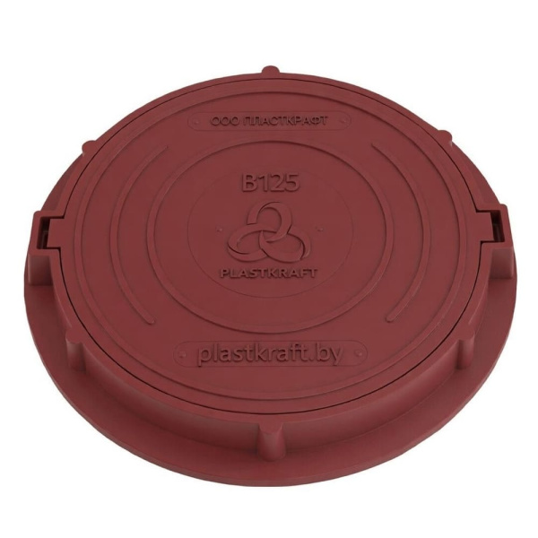 Люк тяжелый канализационный 12.5 т, h110, Plastkraft (Сандкор) красный