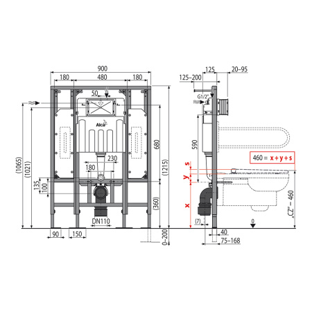 Инсталляция для подвесного унитаза Alcaplast AM101/1300H