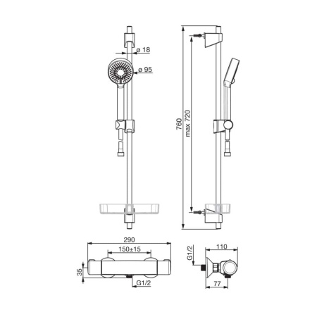 Смеситель для душа с гарнитуром Oras Nova 7413U