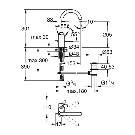 Смеситель для раковины Grohe Eurosmart Cosmopolitan 32830000