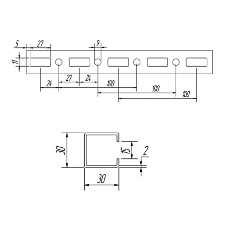 Профиль монтажный 30 х 30 х 2мм х 3 м ТМС Rail MC2