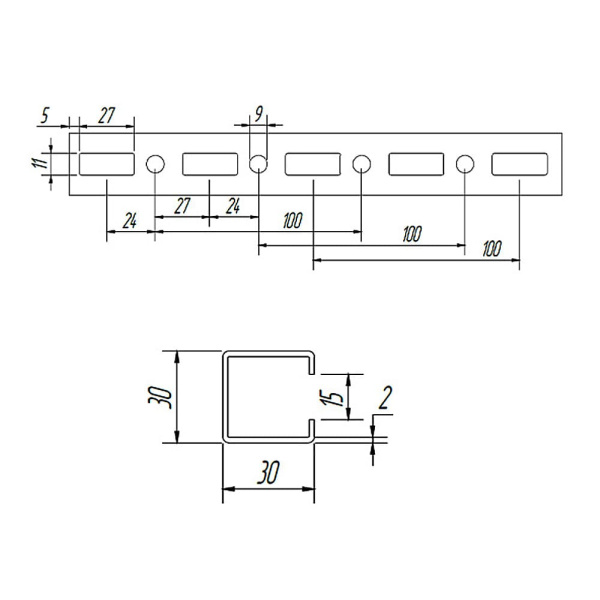 Профиль монтажный 30 х 30 х 2мм х 3 м ТМС Rail MC2