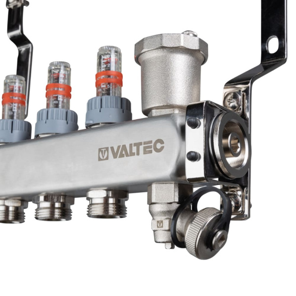 Коллекторный блок из нержавеющей стали на 12 выходов 1" x 3/4" (евроконус) Valtec Коллекторный блок из нержавеющей стали на 12 выходов 1" x 3/4" (евроконус) Valtec
