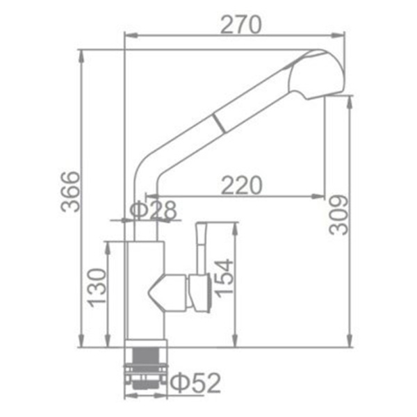 Смеситель для кухонной мойки Ledeme L76014 с выдвижной лейкой