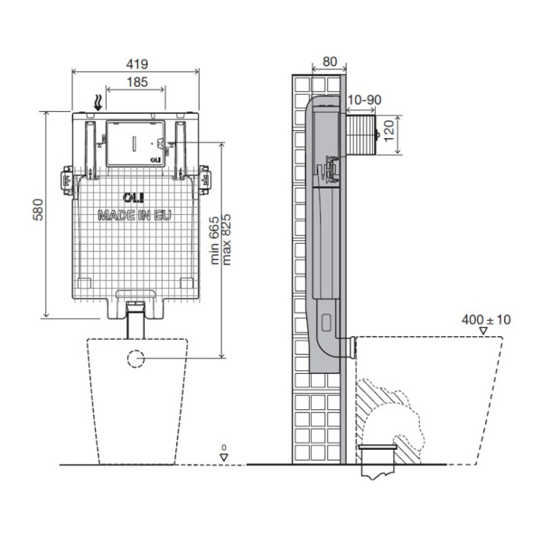 Инсталляция для подвесного унитаза OLI 80 Инсталляция для подвесного унитаза OLI 80