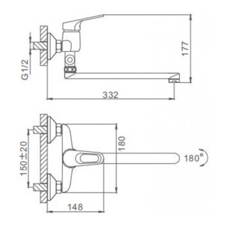 Смеситель для ванны с длинным изливом Frap F2113 хром