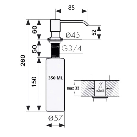 Мойка кухонная WISENT WS-37050B Графит (700 х 500 х 220 мм)