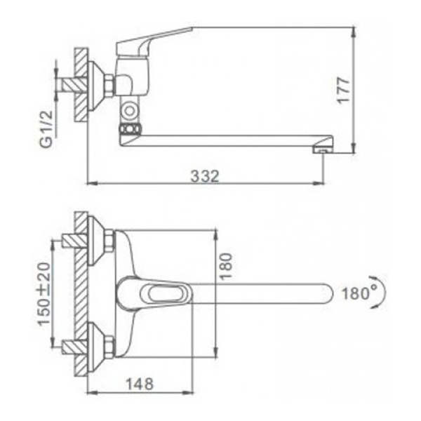 Смеситель для ванны с длинным изливом Frap F2113 хром