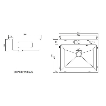 Мойка кухонная ARFEKA ECO AR Сатин Декор Миллет (500 х 500 х 200 мм)
