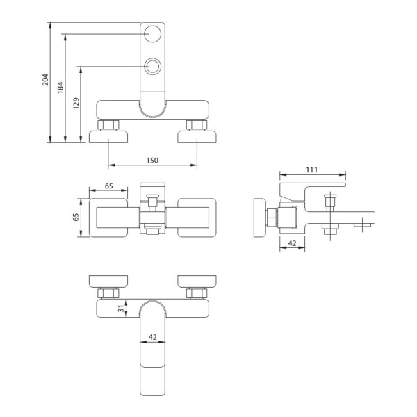 Смеситель для ванны Omnires Baretti BLACK BA7830BL черный