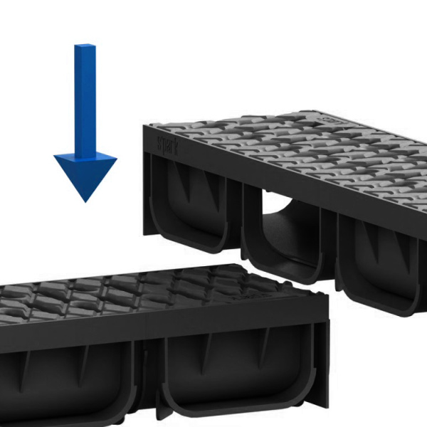 Комплект водоотводный пластиковый с решеткой 1000 х 125 х 70 мм S'park2 DN100 Standartpark Комплект водоотводный пластиковый с решеткой 1000 х 125 х 70 мм S'park2 DN100 Standartpark