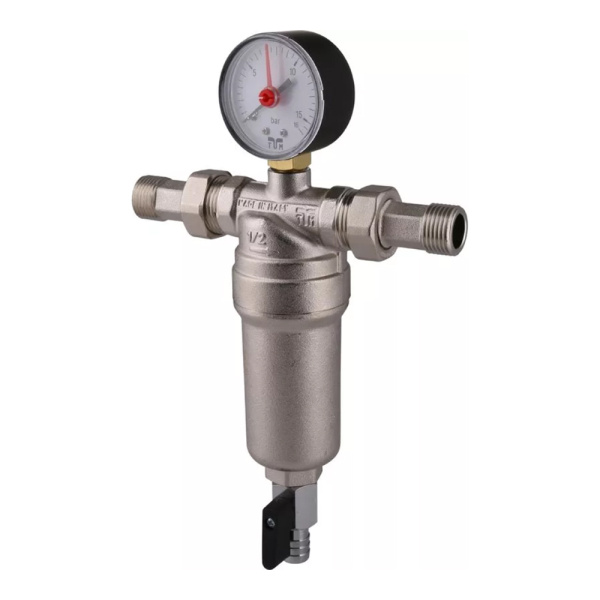 Фильтр самопромывной НР 1/2" с американками Tiemme