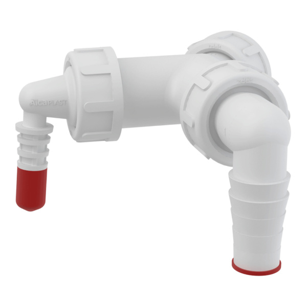 Колено с двумя штуцерами с обратными клапанами, G1" / 8-23 Alcaplast P149Z Колено с двумя штуцерами с обратными клапанами, G1" / 8-23 Alcaplast P149Z