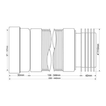 Гофра с манжетой для подключения унитаза L230-440 мм McALPINE MRWC-F23R Гофра с манжетой для подключения унитаза L230-440 мм McALPINE MRWC-F23R