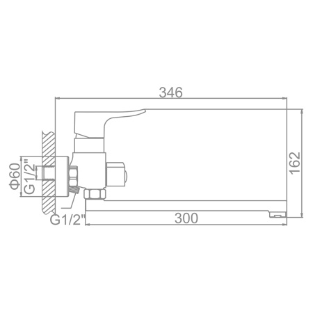 Смеситель для ванны Ledeme L2234 с длинным изливом 300мм хром