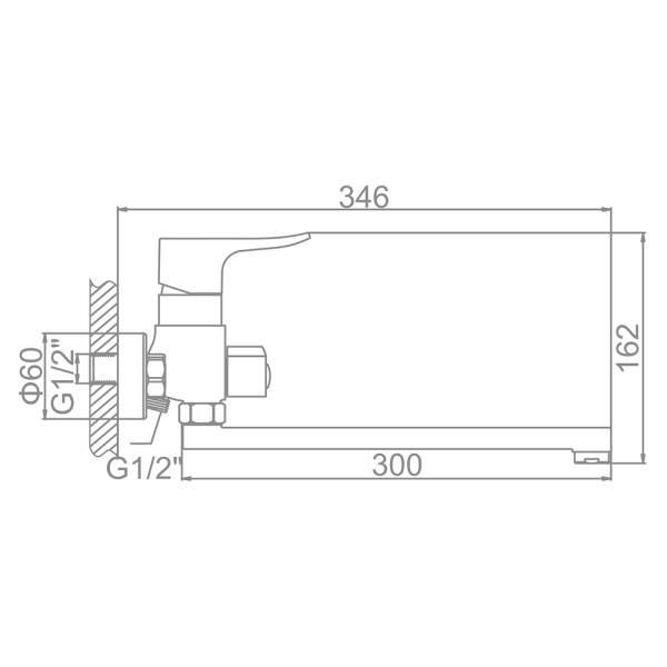 Смеситель для ванны Ledeme L2234 с длинным изливом 300мм хром